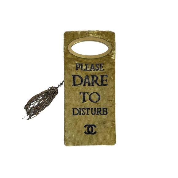 Chanel Sequin "Do Not Disturb" Black Minaudiere Clutch - Picture 2 of 7